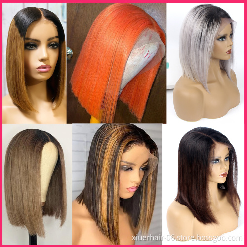 100%Human Silky Straight Virgin Hd Swiss Invisible Dropshipping Raw Bob Best One 100% Virgin Short Lace Human Hair Wigs